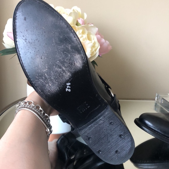 FRYE Wyatt Harness Genuine Black Leather Booties - Picture 8 of 9